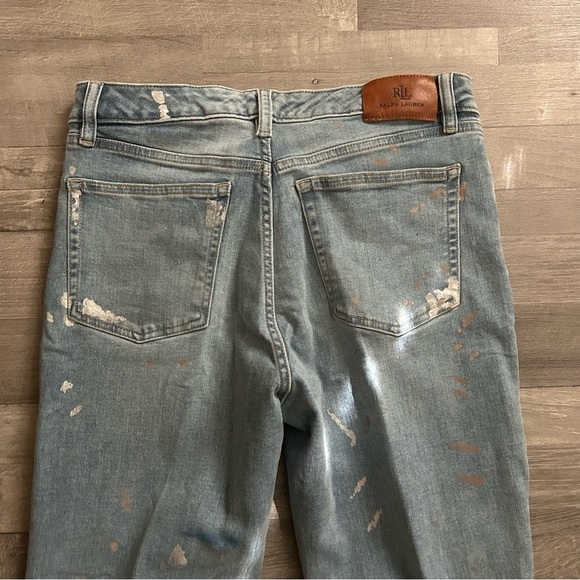 Lauren Ralph Lauren Super Stretch Curvy Mid-Rise Paint Splatter Skinny Leg Jeans - Picture 6 of 7